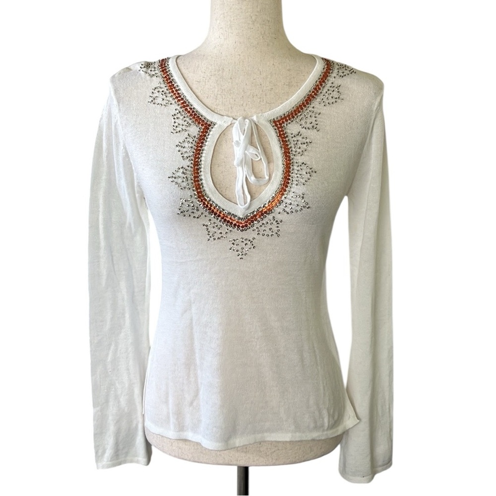 Tokyo Denim Beaded Long Sleeve Top
